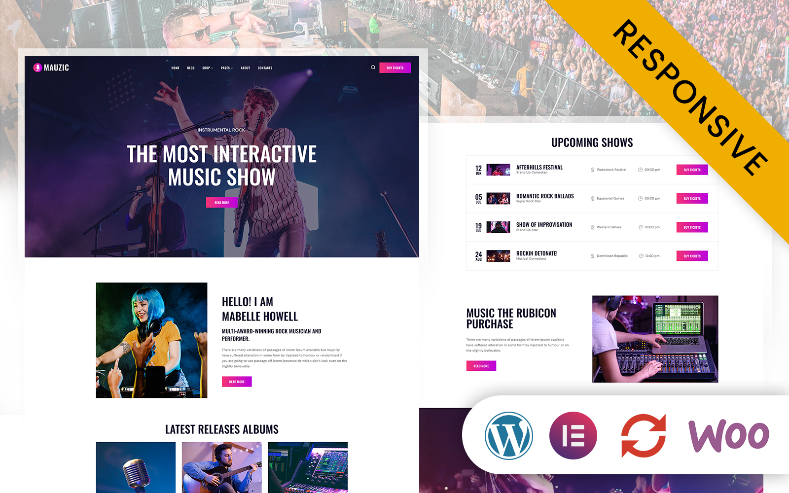 Mauzic - Music Artist Elementor WordPress Theme