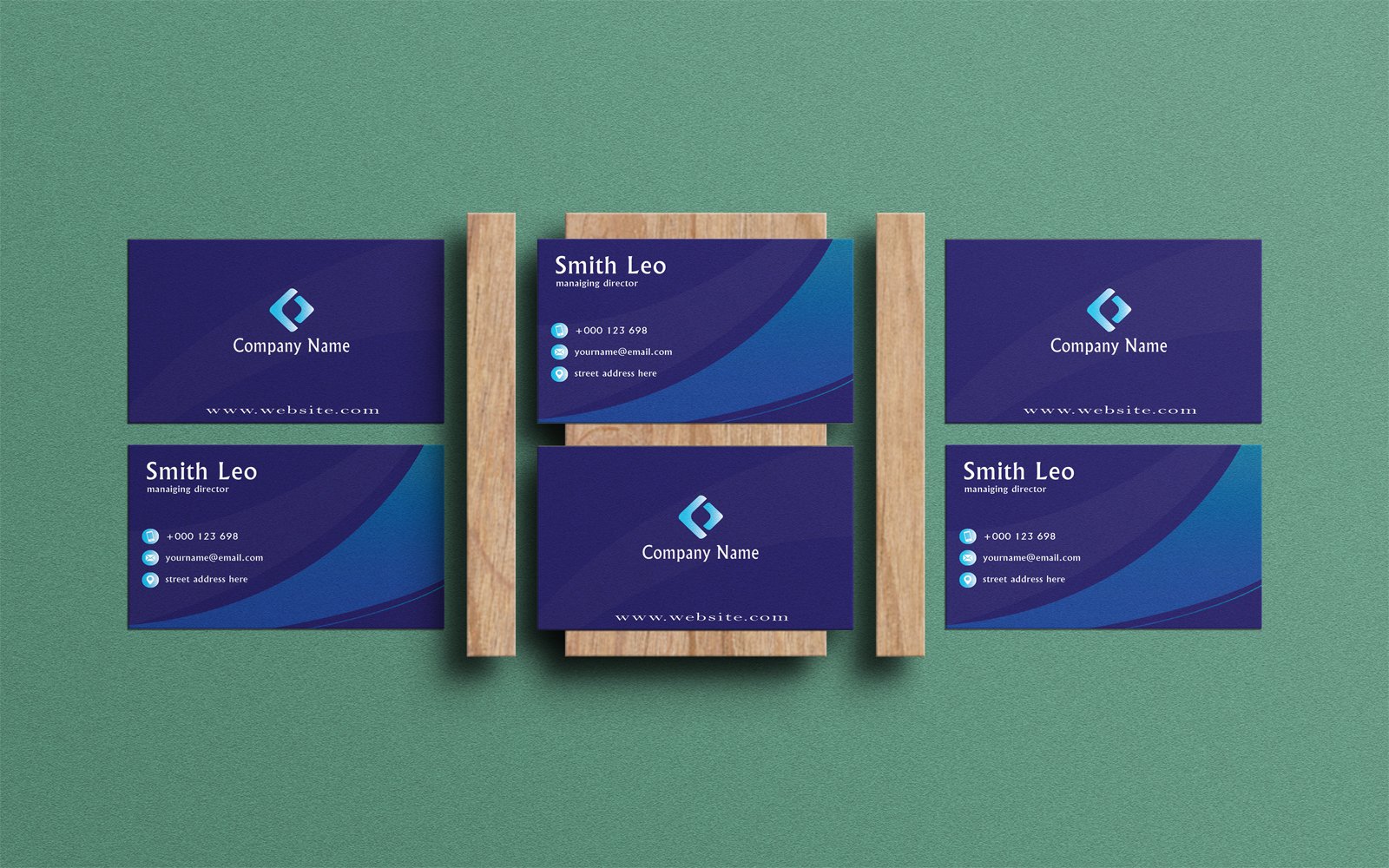 Blue Business Card  Design Template