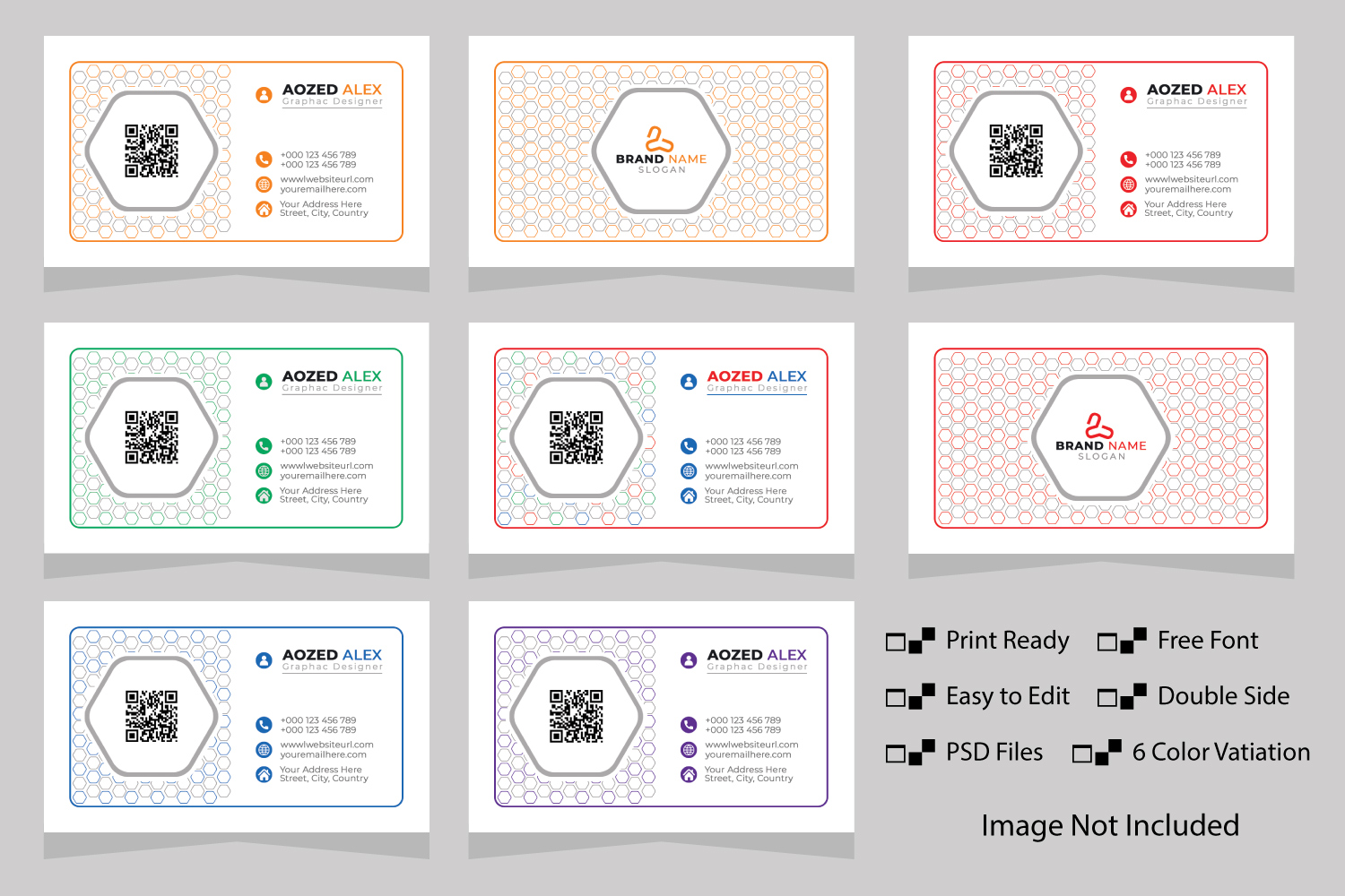 6 Color Version psd Business Card Design