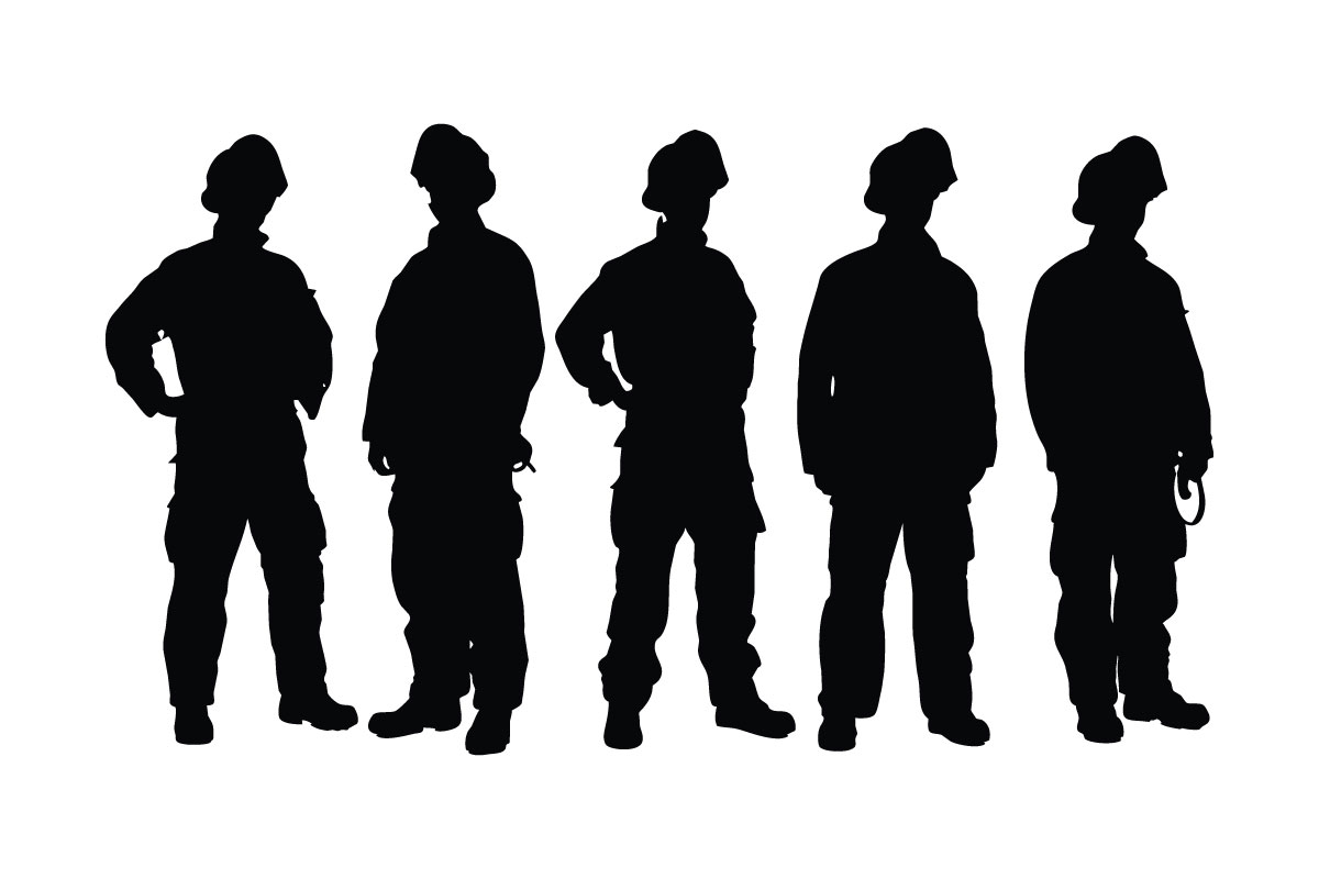 Firefighter standing silhouette vector