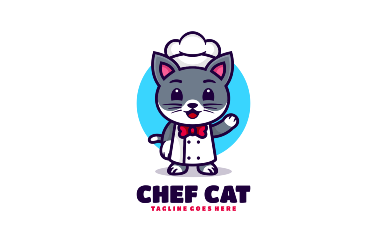 Chef Cat Mascot Cartoon Logo 1