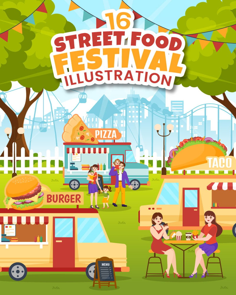 16 Street Food Festival Event Illustration