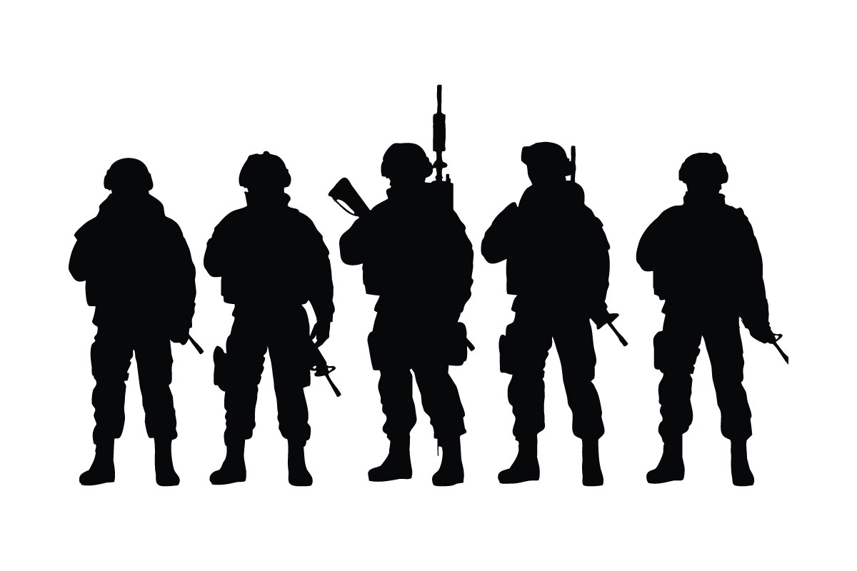 Soldier standing silhouette collection