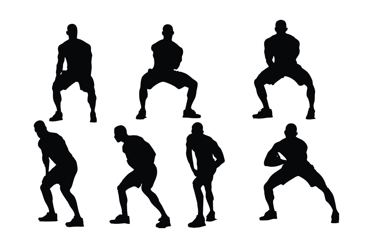 Male sports player silhouette set vector