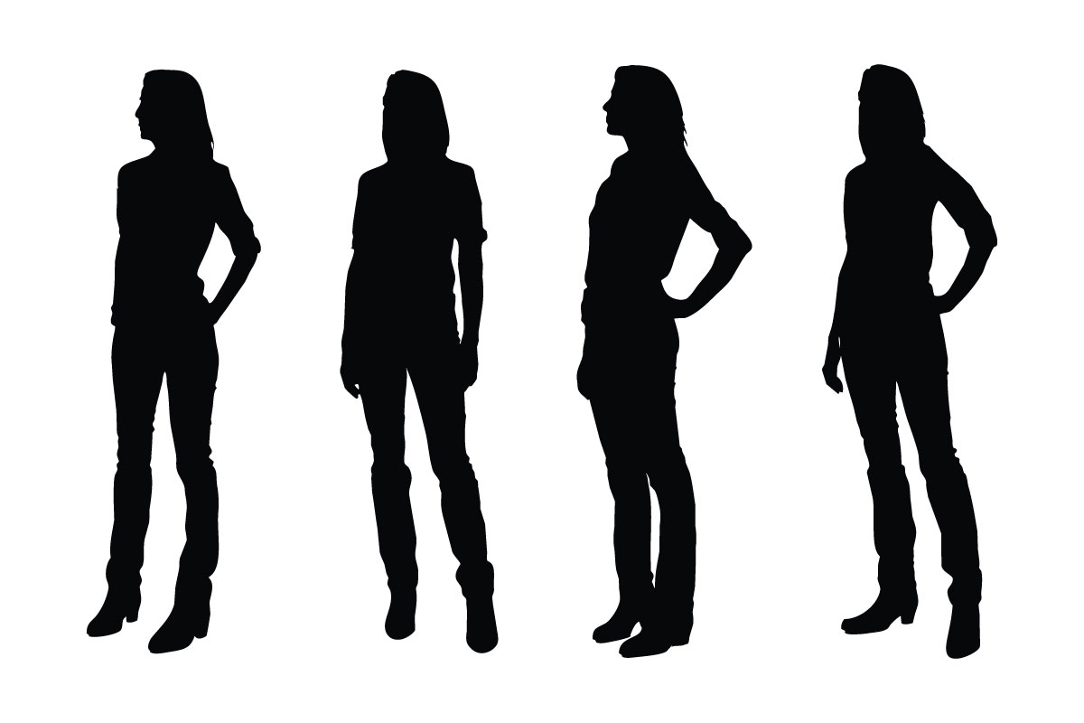 Girl actor standing silhouette vector