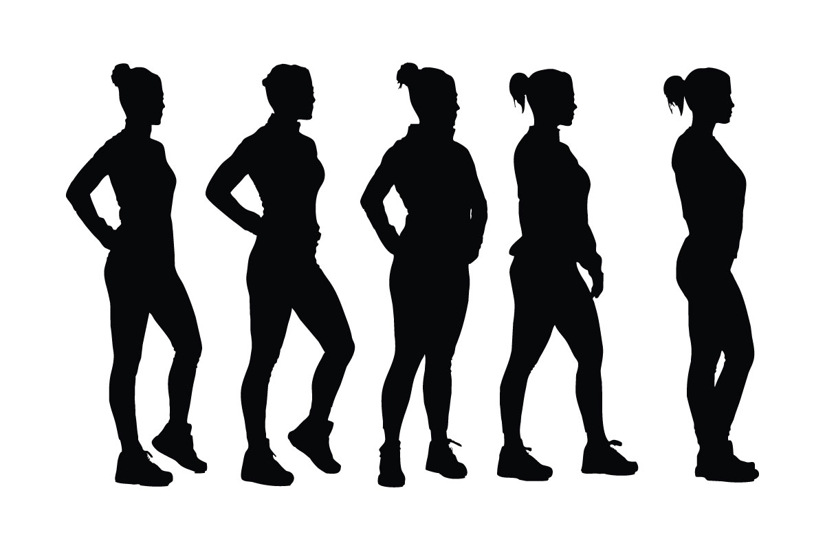 Female bodybuilder silhouette bundle vector