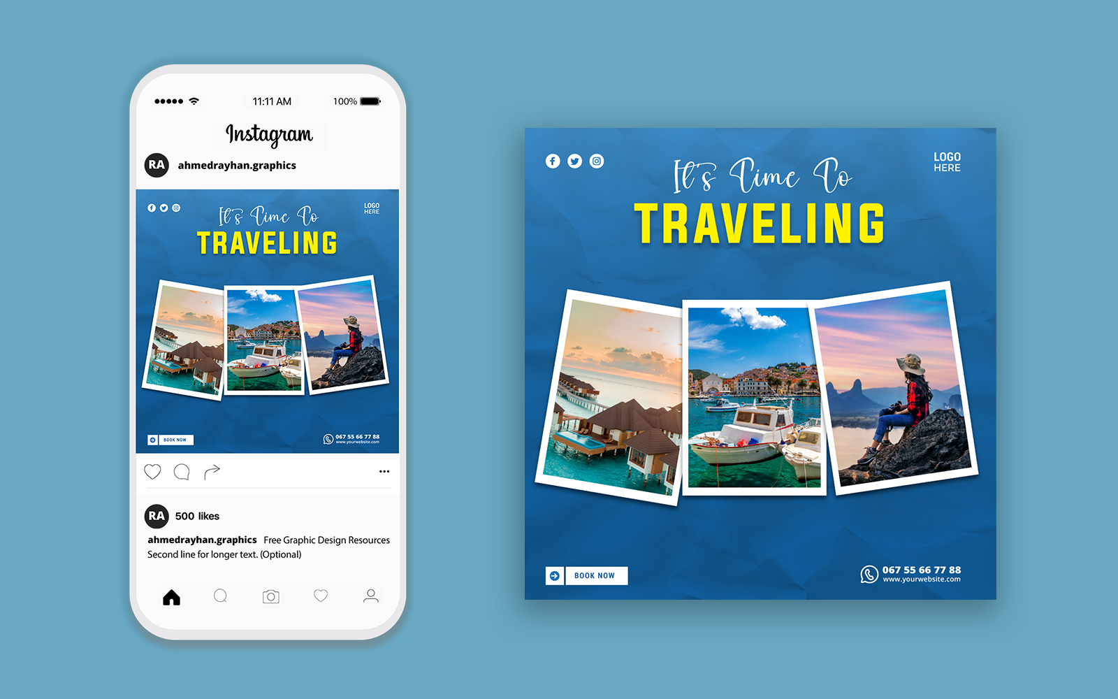 Travel agency advertisement social media post design volume 02