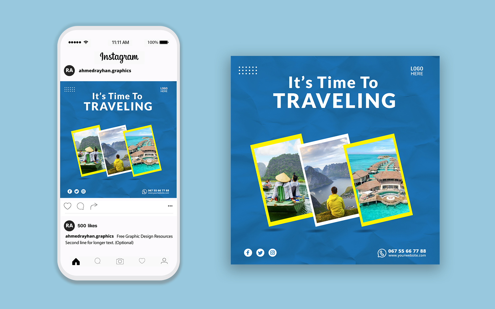 Travel agency advertisement social media post design volume 08
