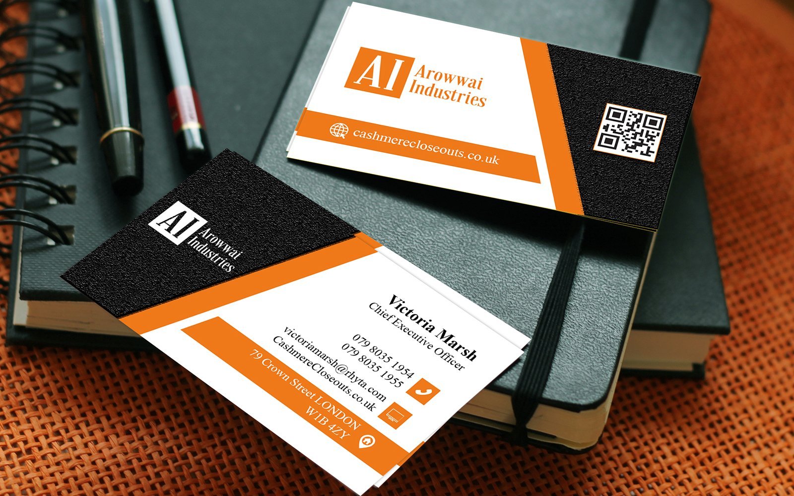 Orange & Black Visiting Card Template