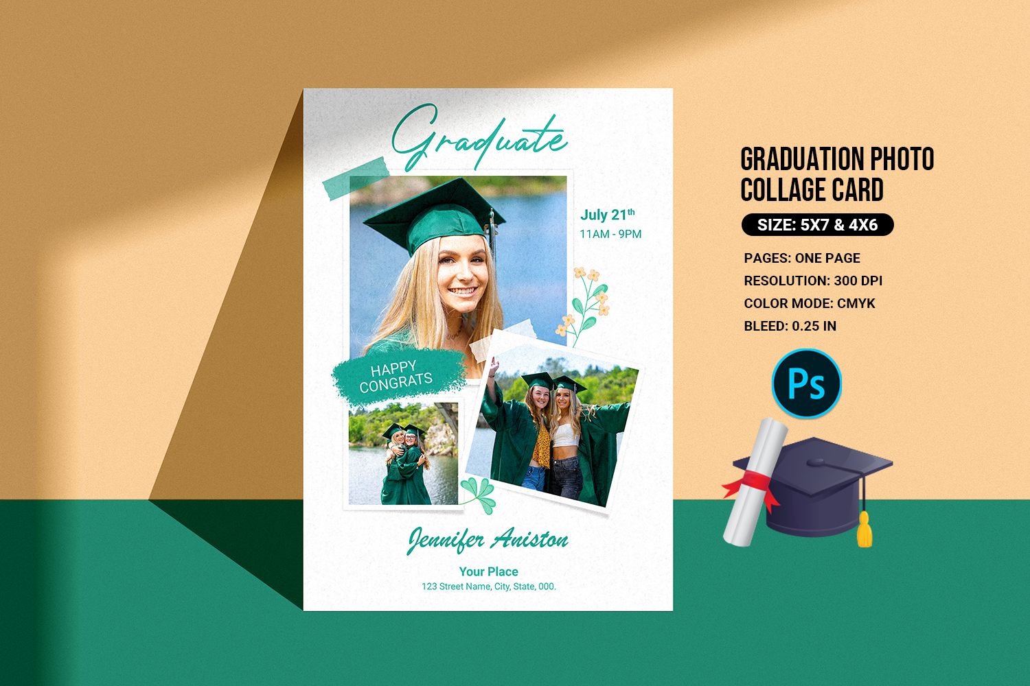 Graduation Invitation and Announcement Card Template