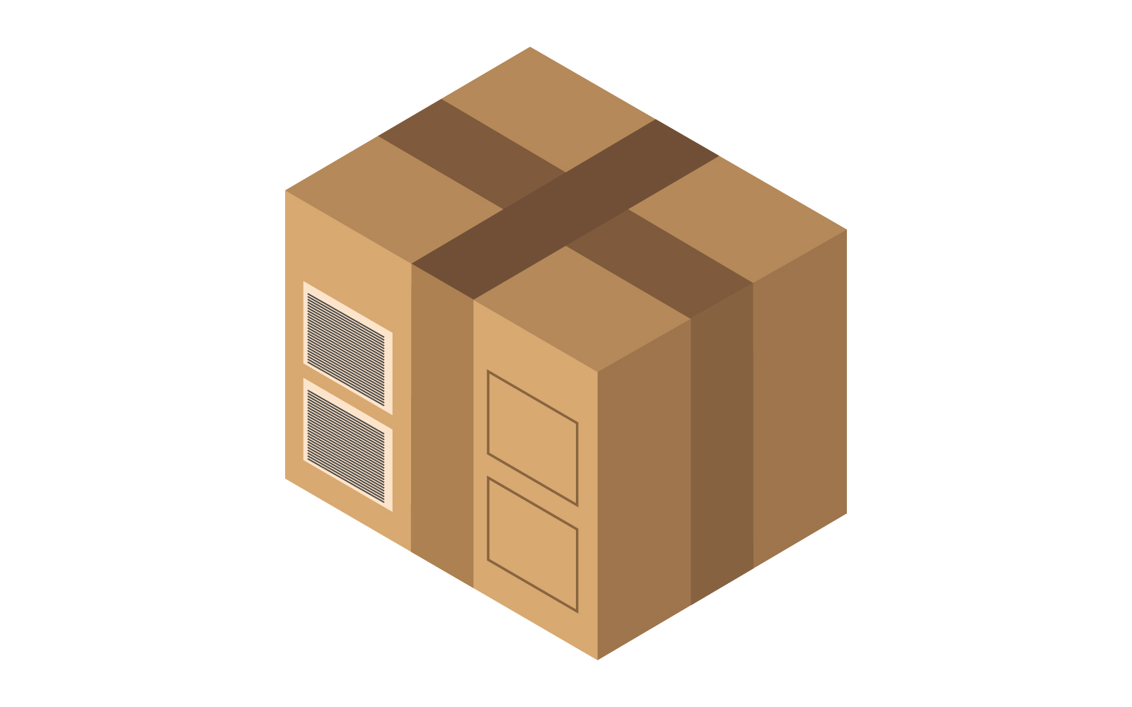 Isometric box colored and illustrated in vector on a white background