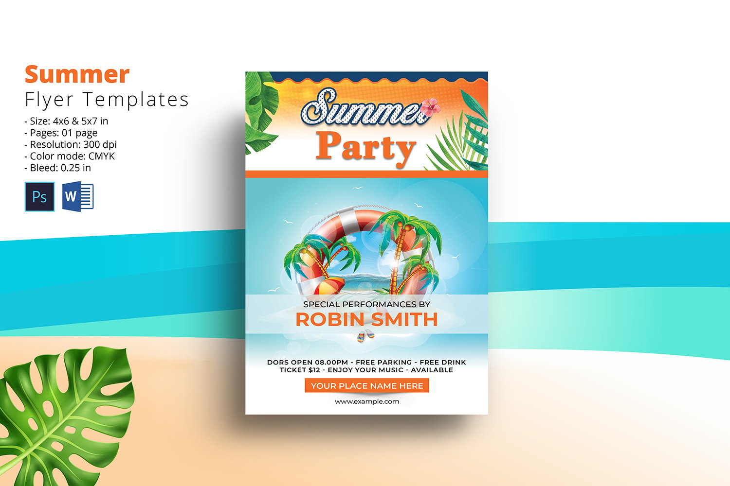 Summer Party Invitation Flyer Template