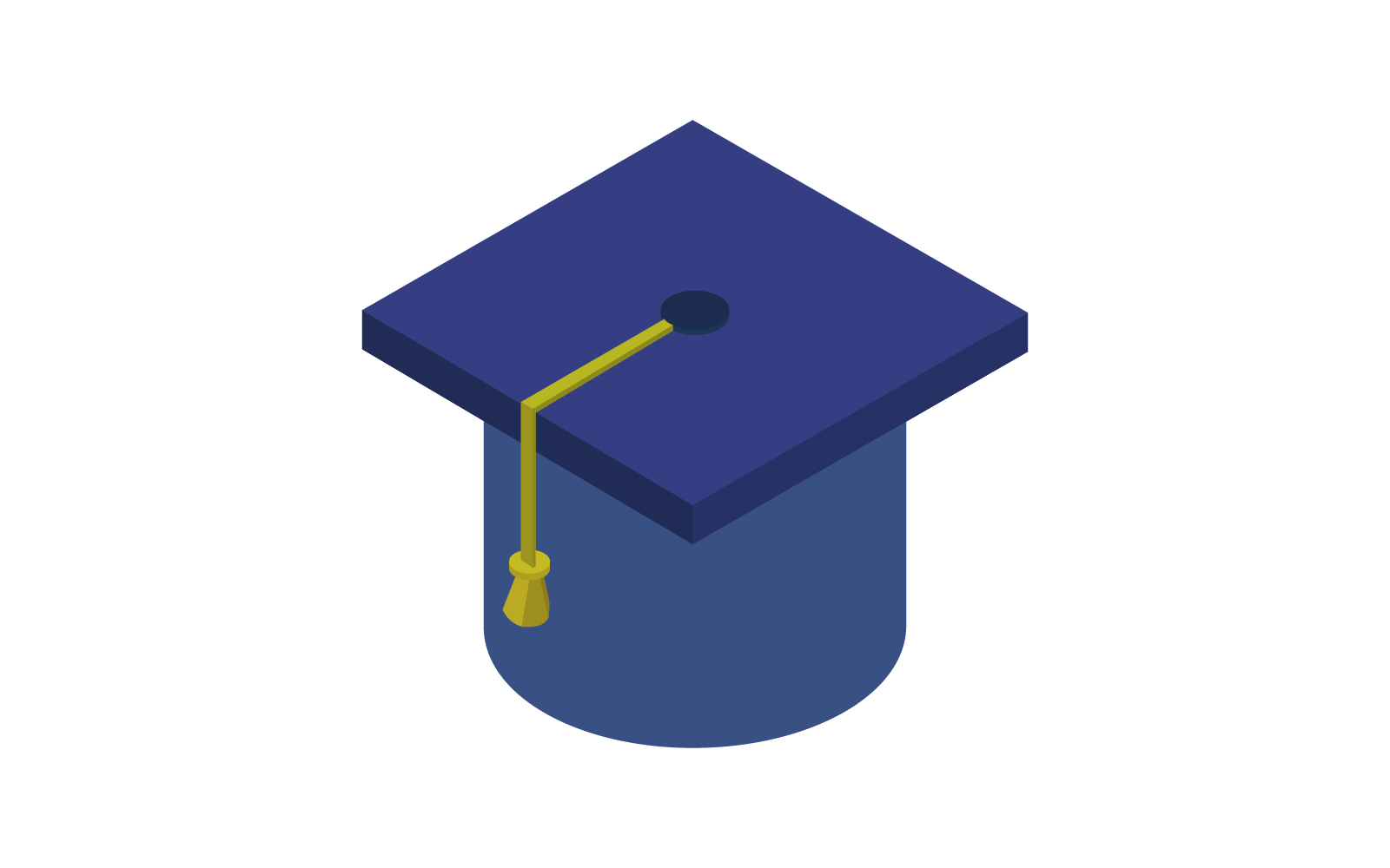 Isometric graduation hat illustrated on a white background