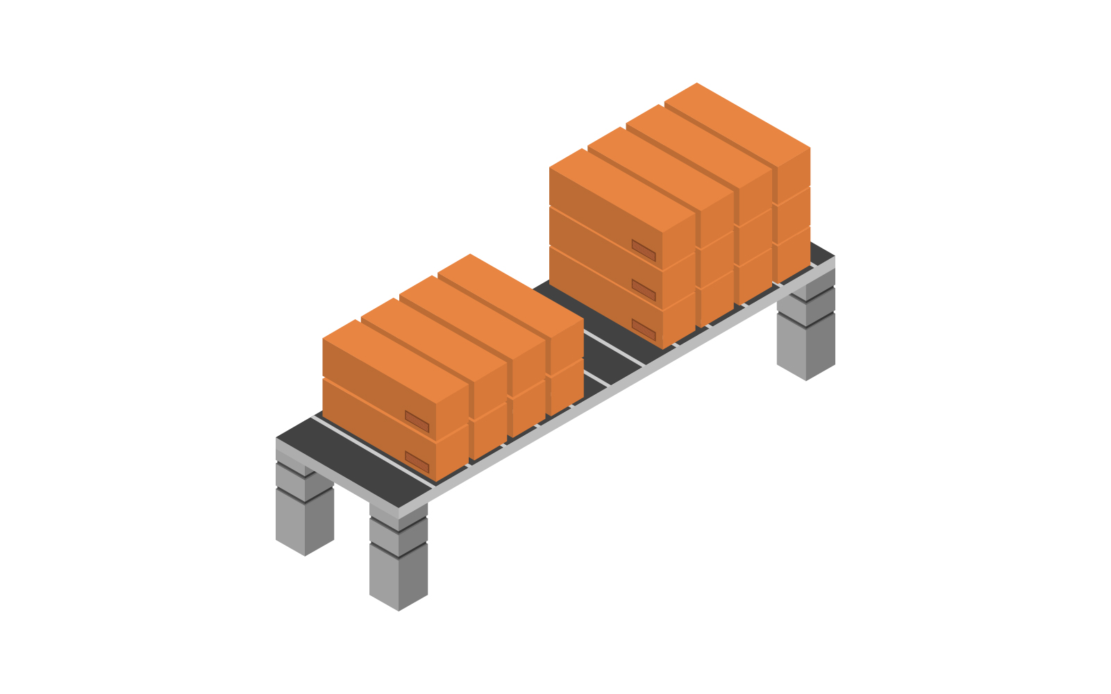 Isometric illustrated conveyor belt on white background