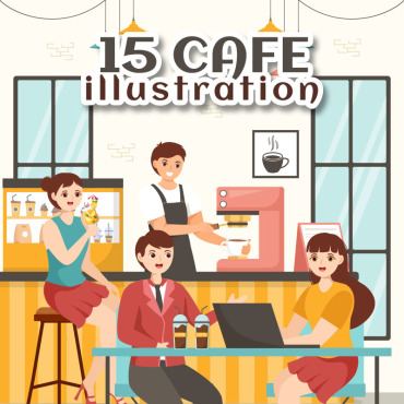 Cafe Interior Illustrations Templates 337676