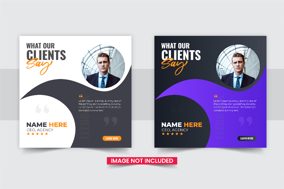 Customer feedback social media post template design set