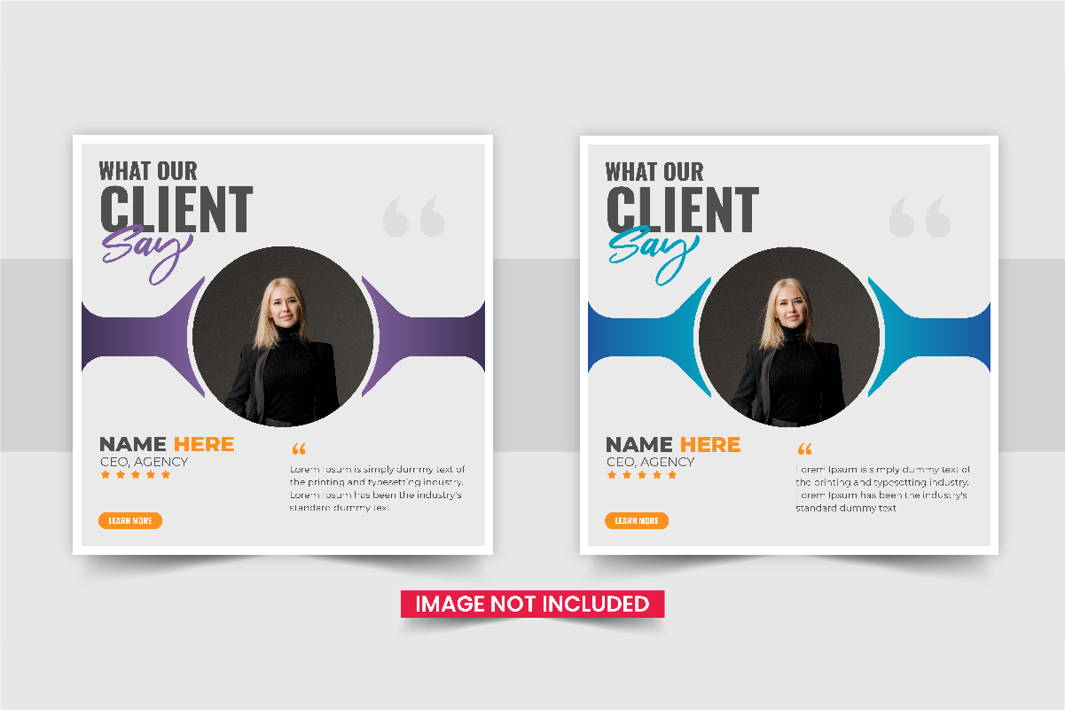 Customer feedback social media post design Layout set