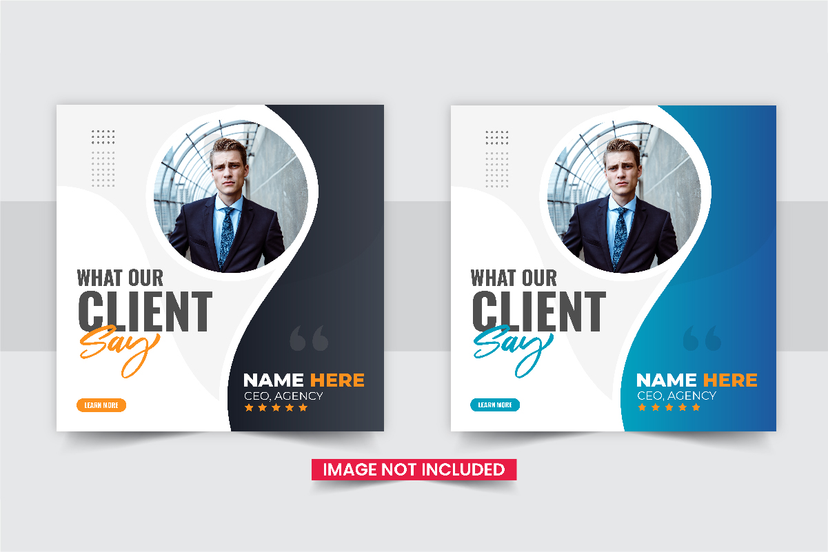 Customer feedback social media post design template Layout set