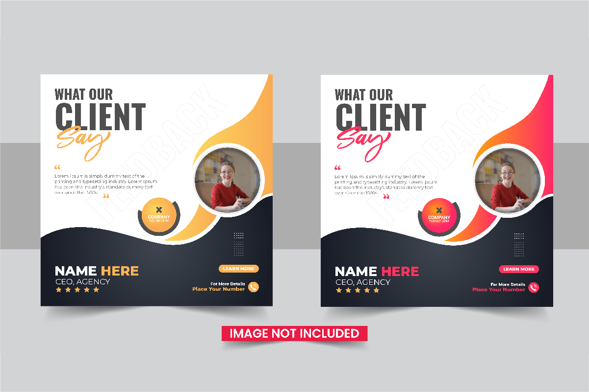 Modern customer feedback social media post design template set