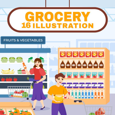 Grocery Shopping Illustrations Templates 337734