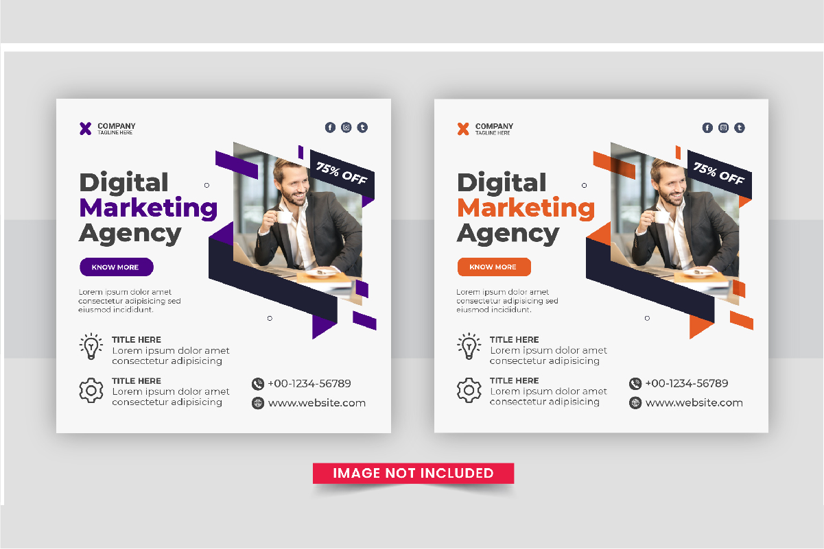 Creative digital marketing post design set