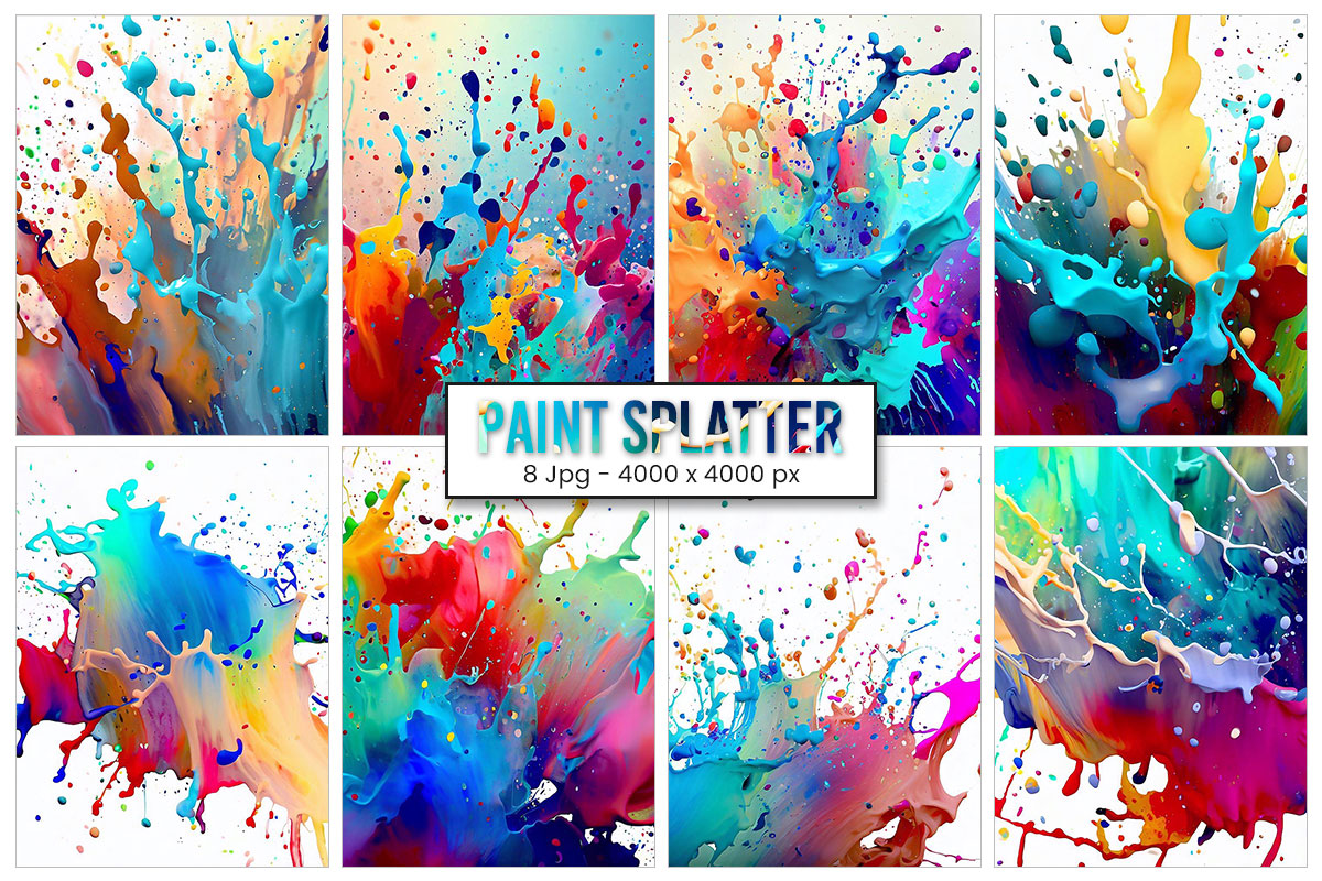 Colorful Ink splash background, drop splatter paint, stain splash dirty, colorful splat