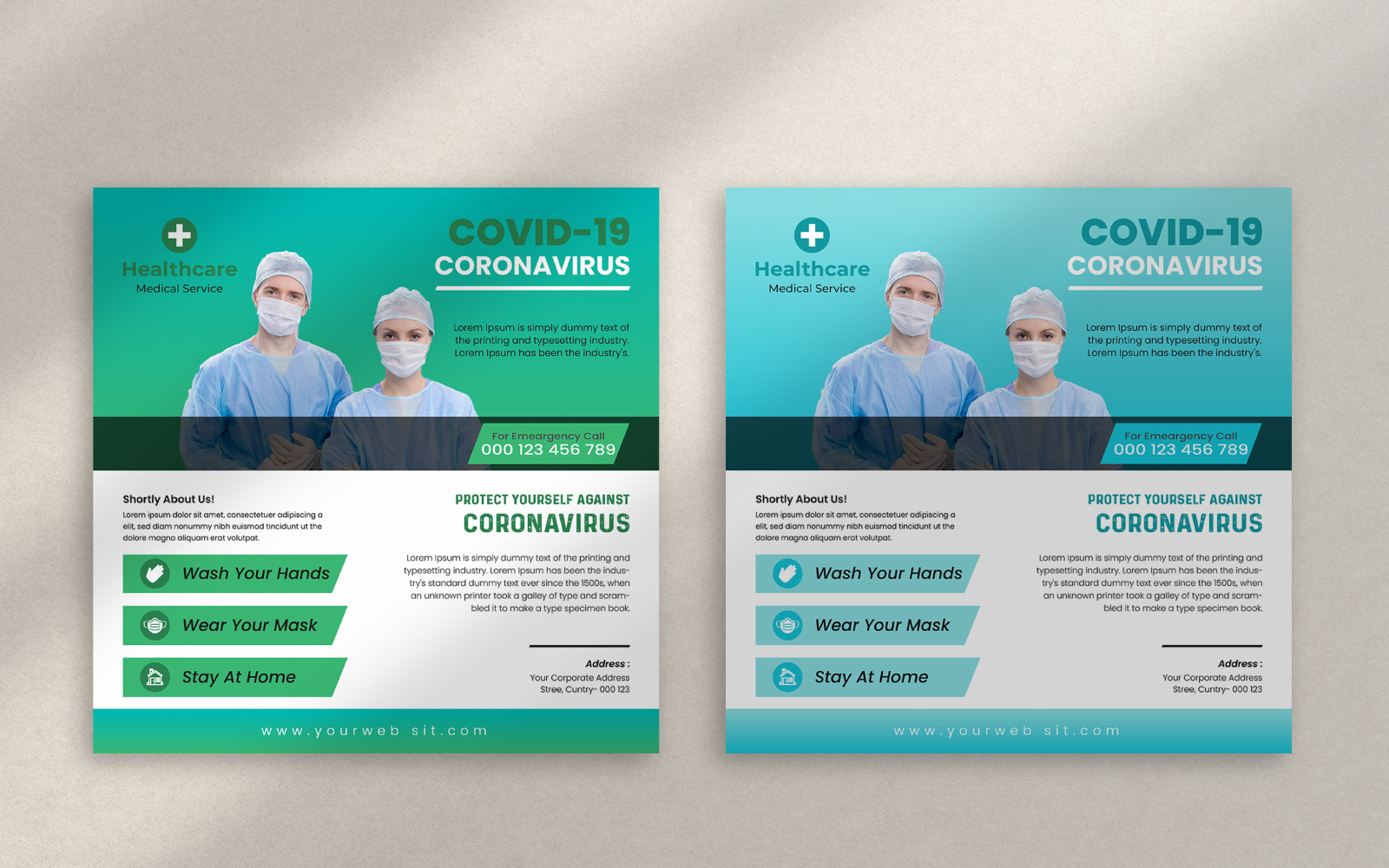 Modern Medical or Covid-19 social media post design templates