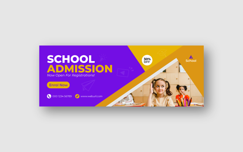 School admission Facebook cover template
