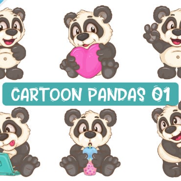 Cartoon Pandas Vectors Templates 337982