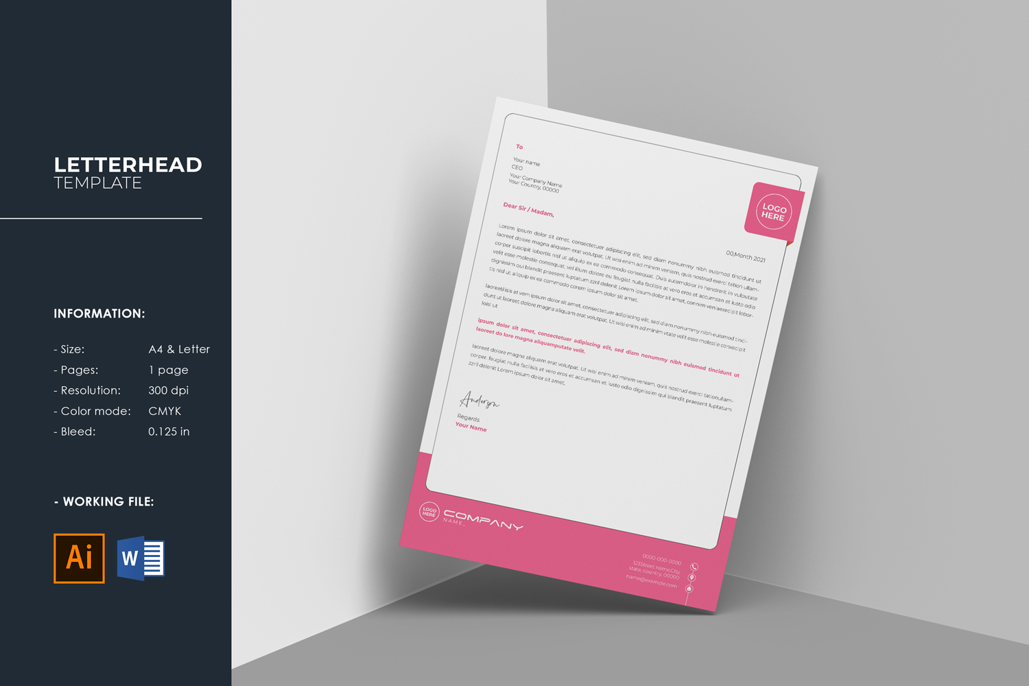 Printable Corporate Letterhead Design Template