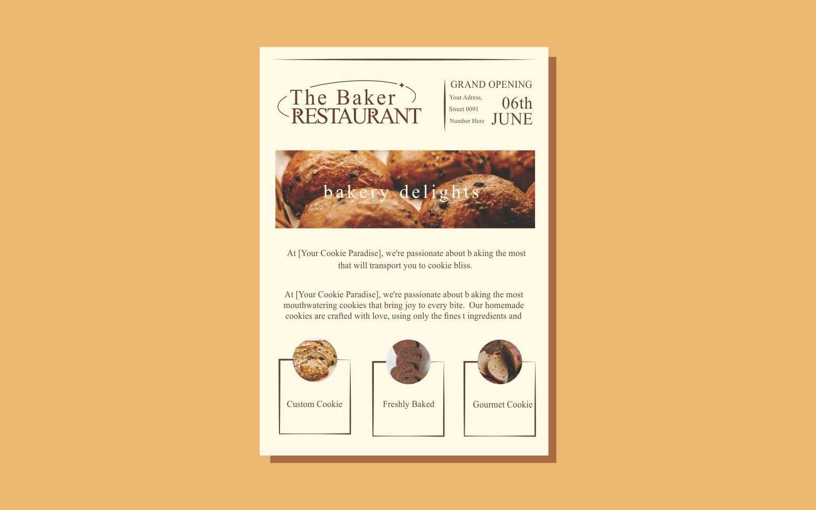 Baker Restaurant Flyer Template