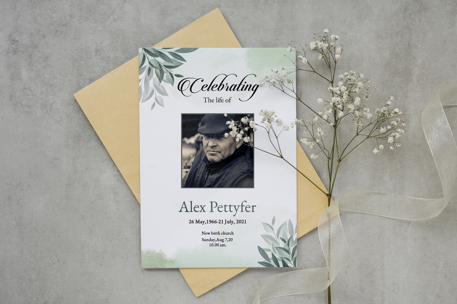 Funeral Announcement Template. Ms word and Photoshop template