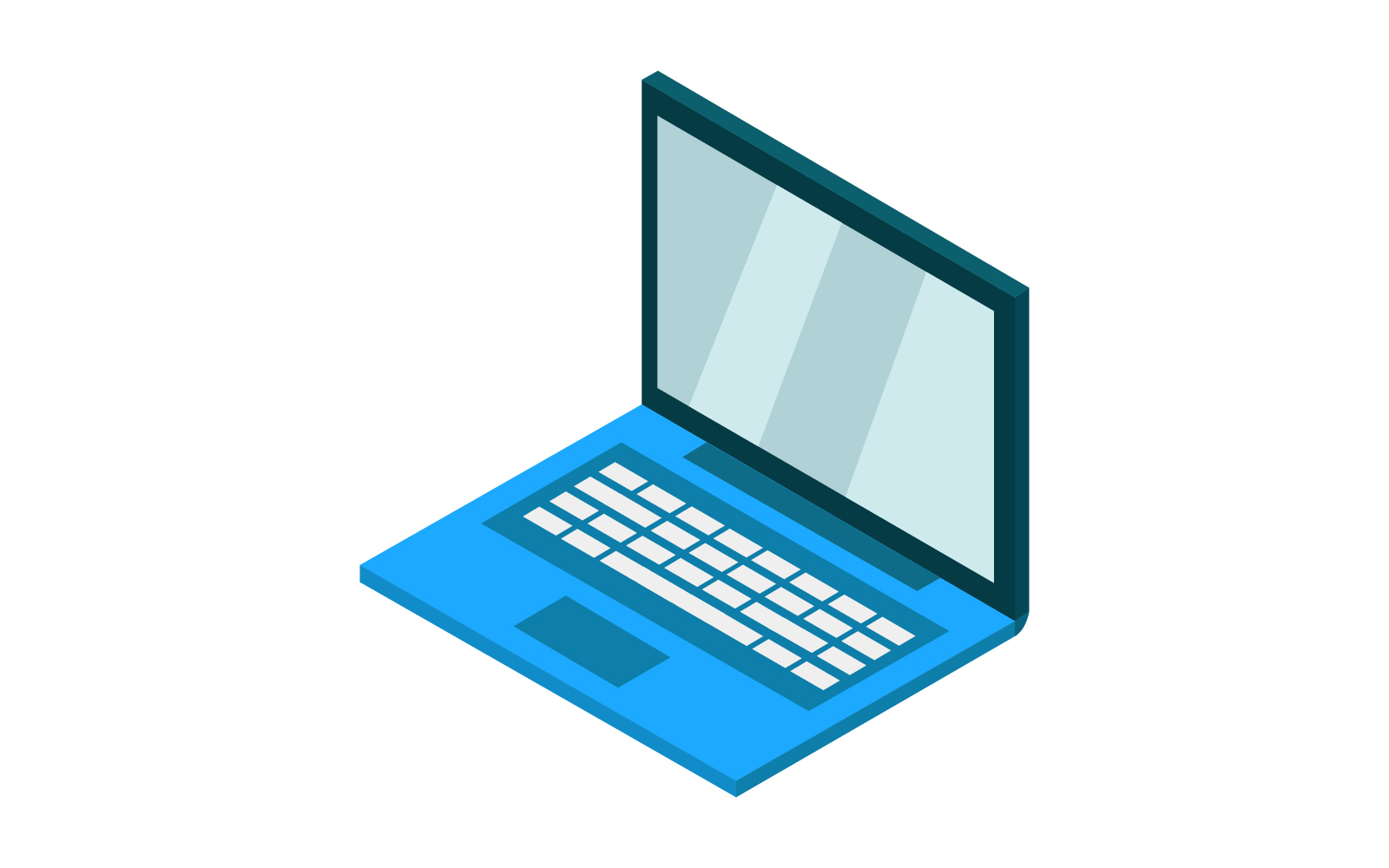Laptop illustrated in vector and colored on a white background