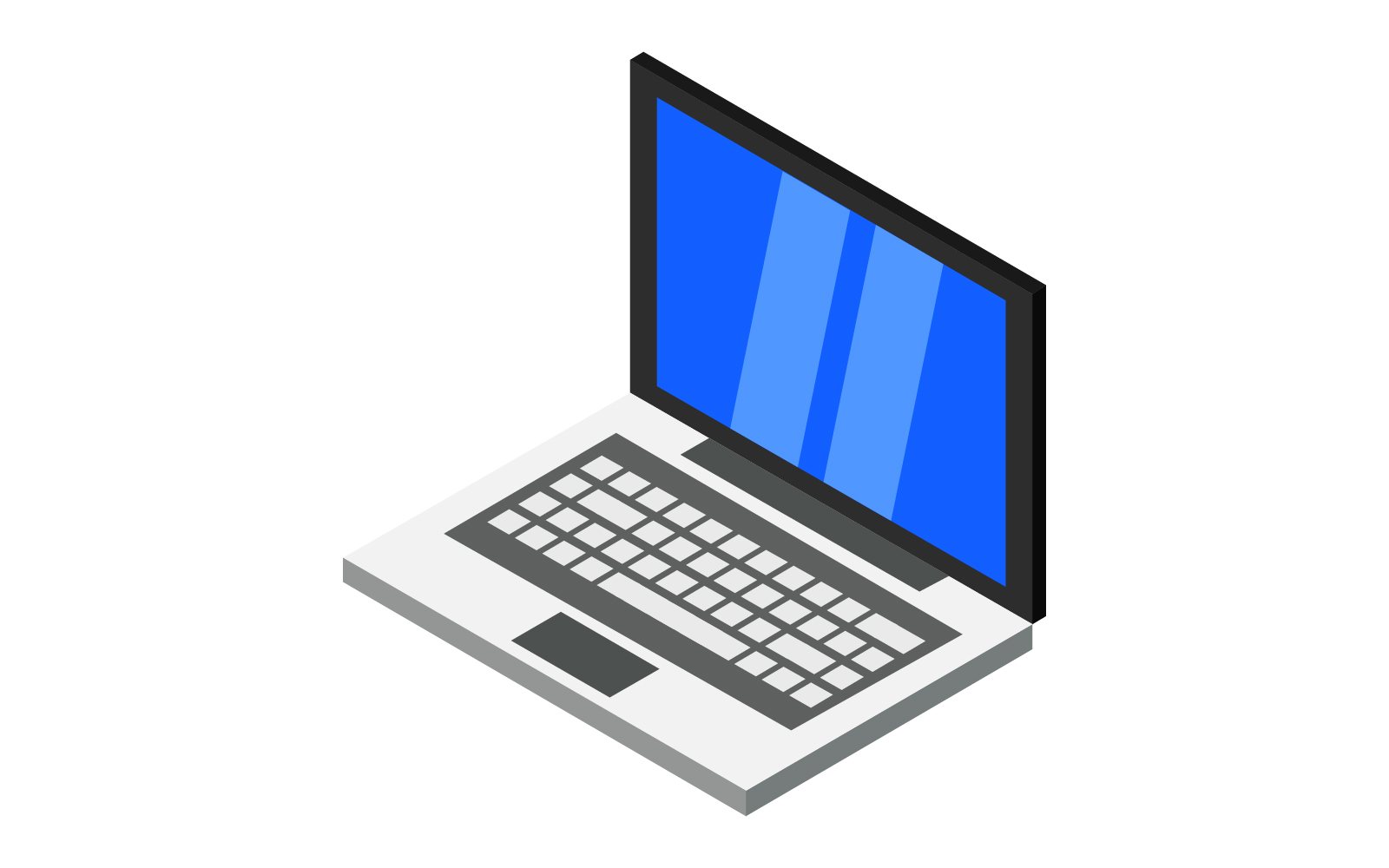 Illustrated and colored laptop on a white background