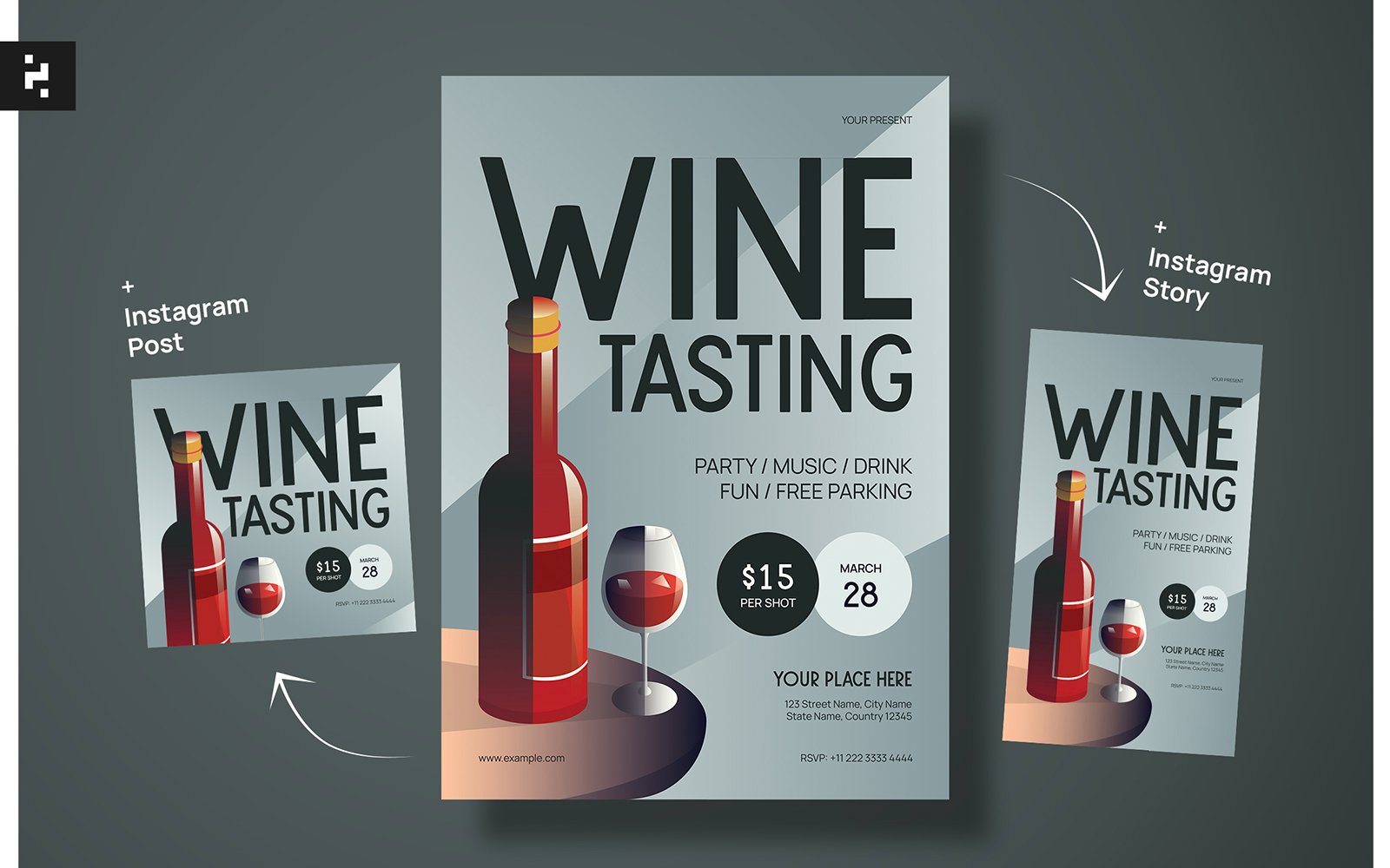 Wine Tasting Flyer Art Deco Style