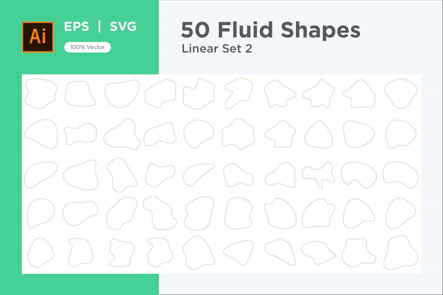 Abstract Fluid Linear Shape Set 50  V 2