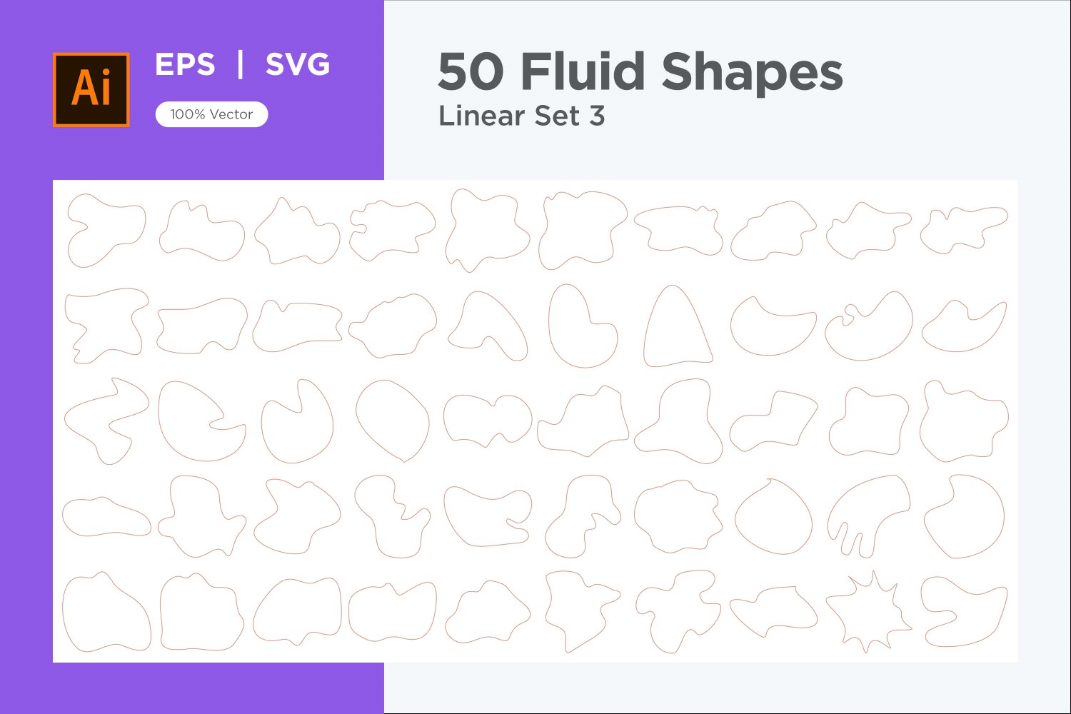 Abstract Fluid Linear Shape Set 50  V 3