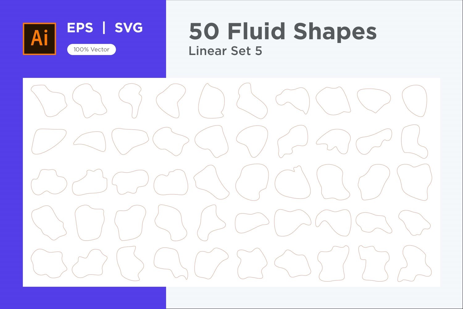 Abstract Fluid Linear Shape Set 50  V 5