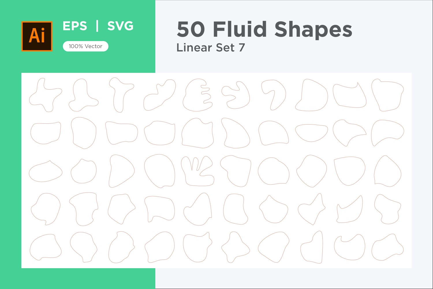 Abstract Fluid Linear Shape Set 50  V 7