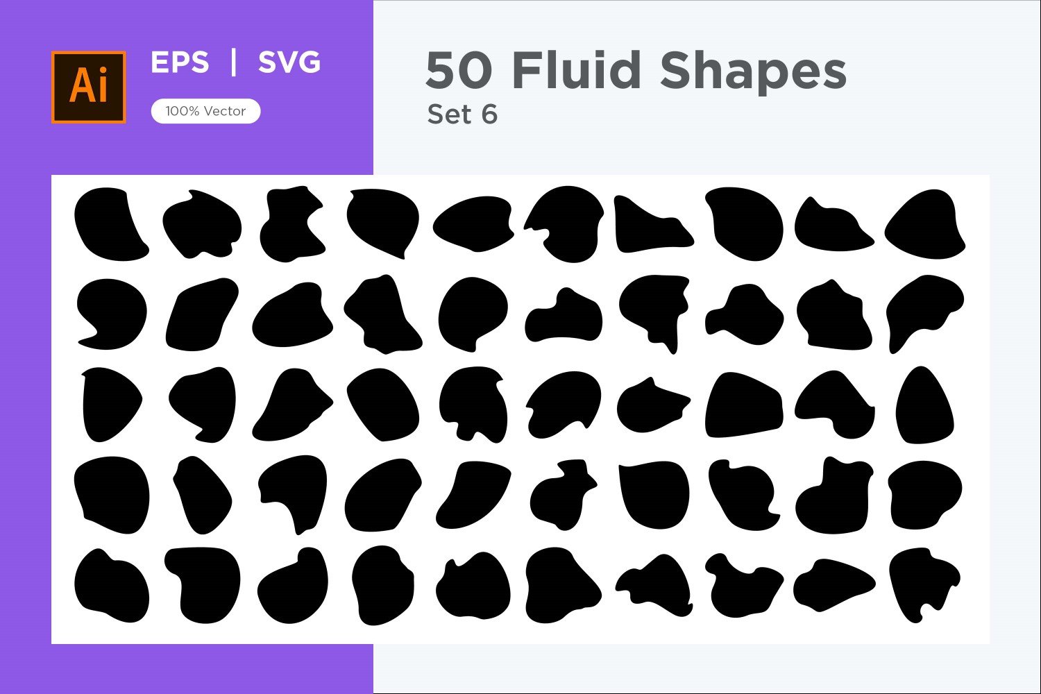 Abstract Fluid Shape Set 50 V 6