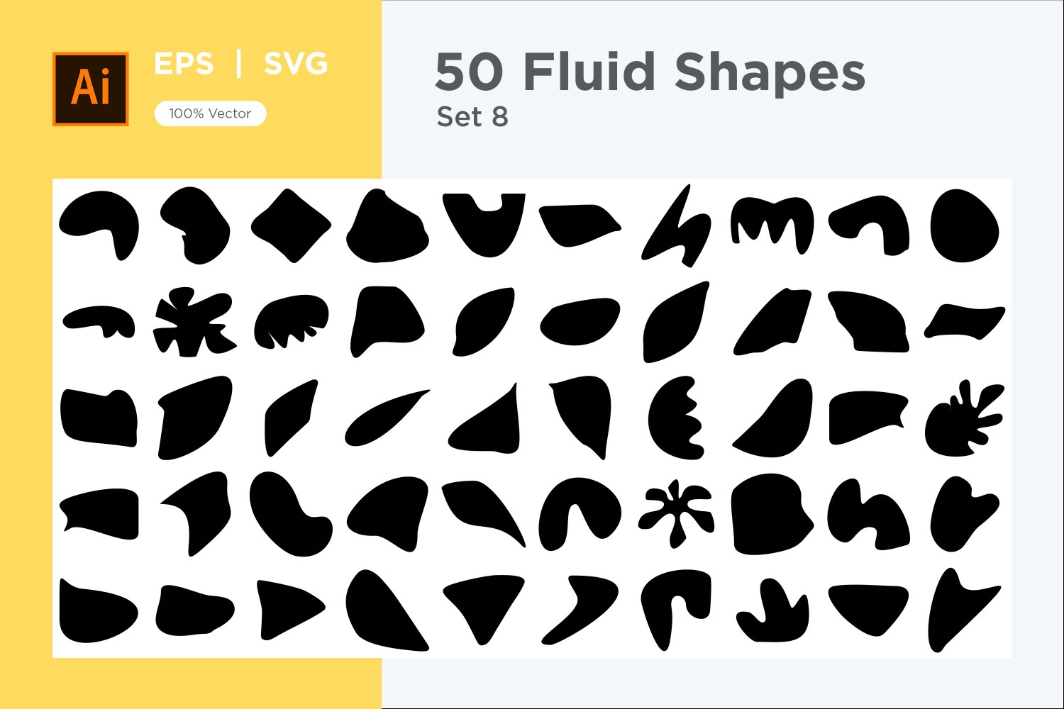 Abstract Fluid Shape Set 50 V 8