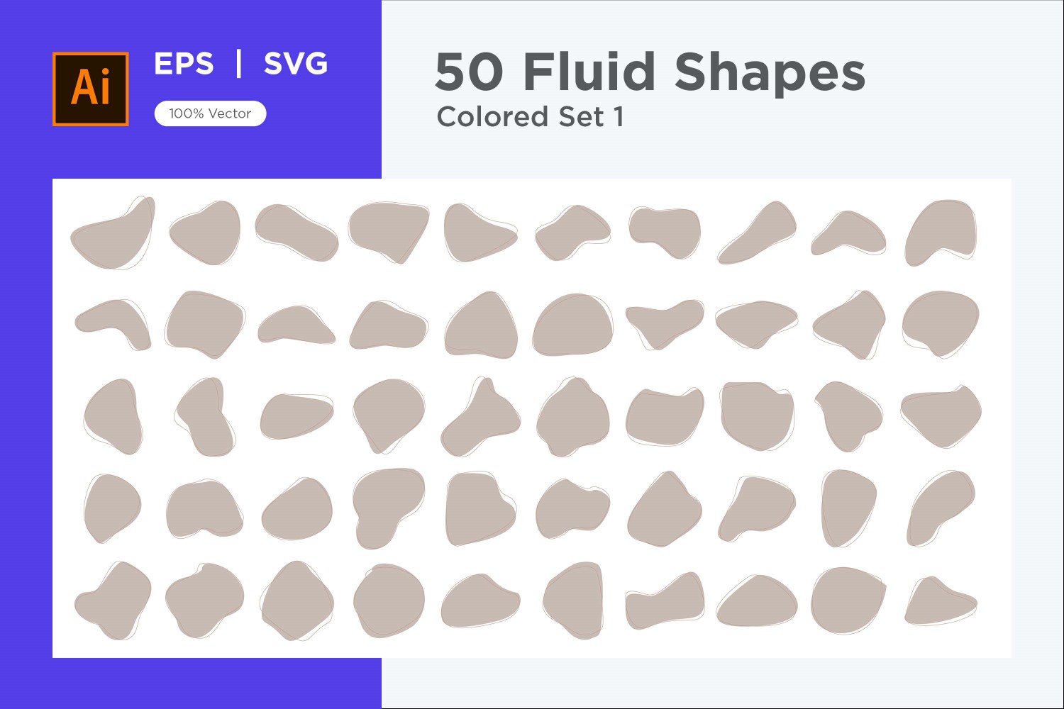 Abstract Fluid Shape Colored Set 50 V 1