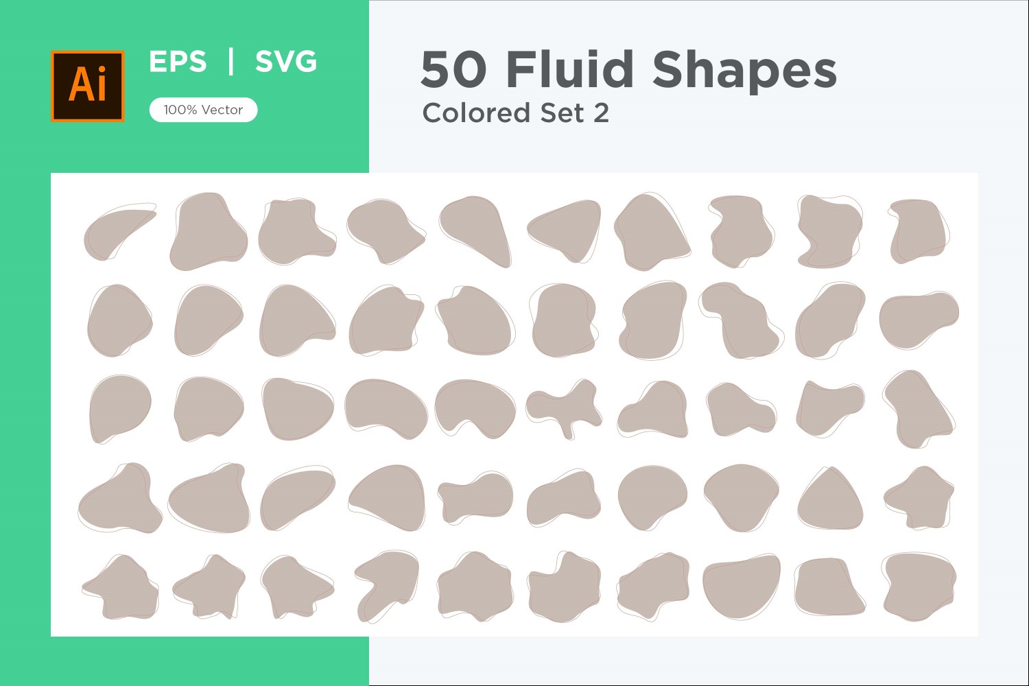 Abstract Fluid Shape Colored Set 50 V 2