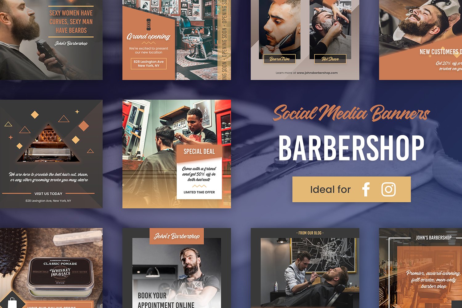 Instagram Banner Templates for Barbershops