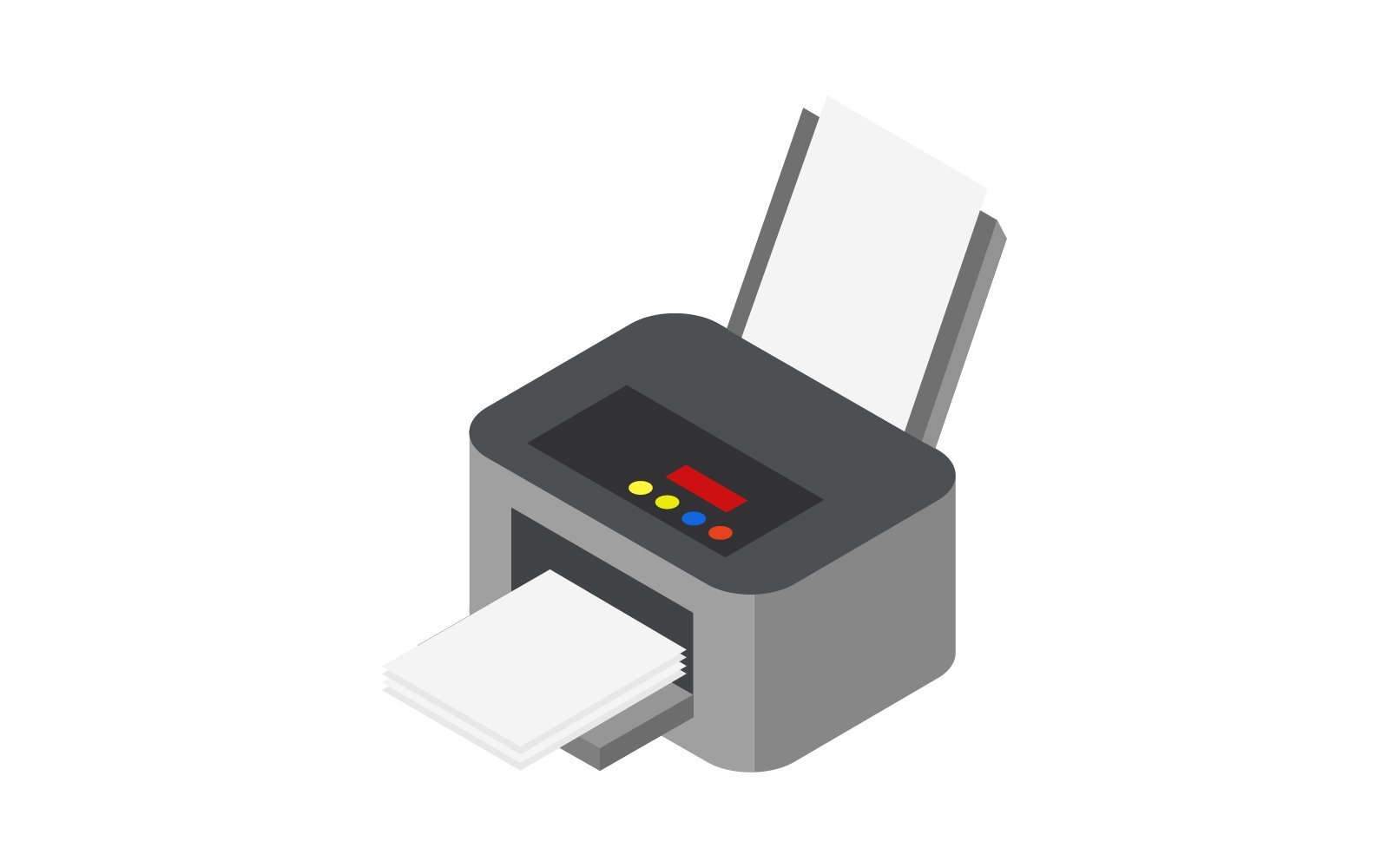 Isometric printer in colorful vector on white background