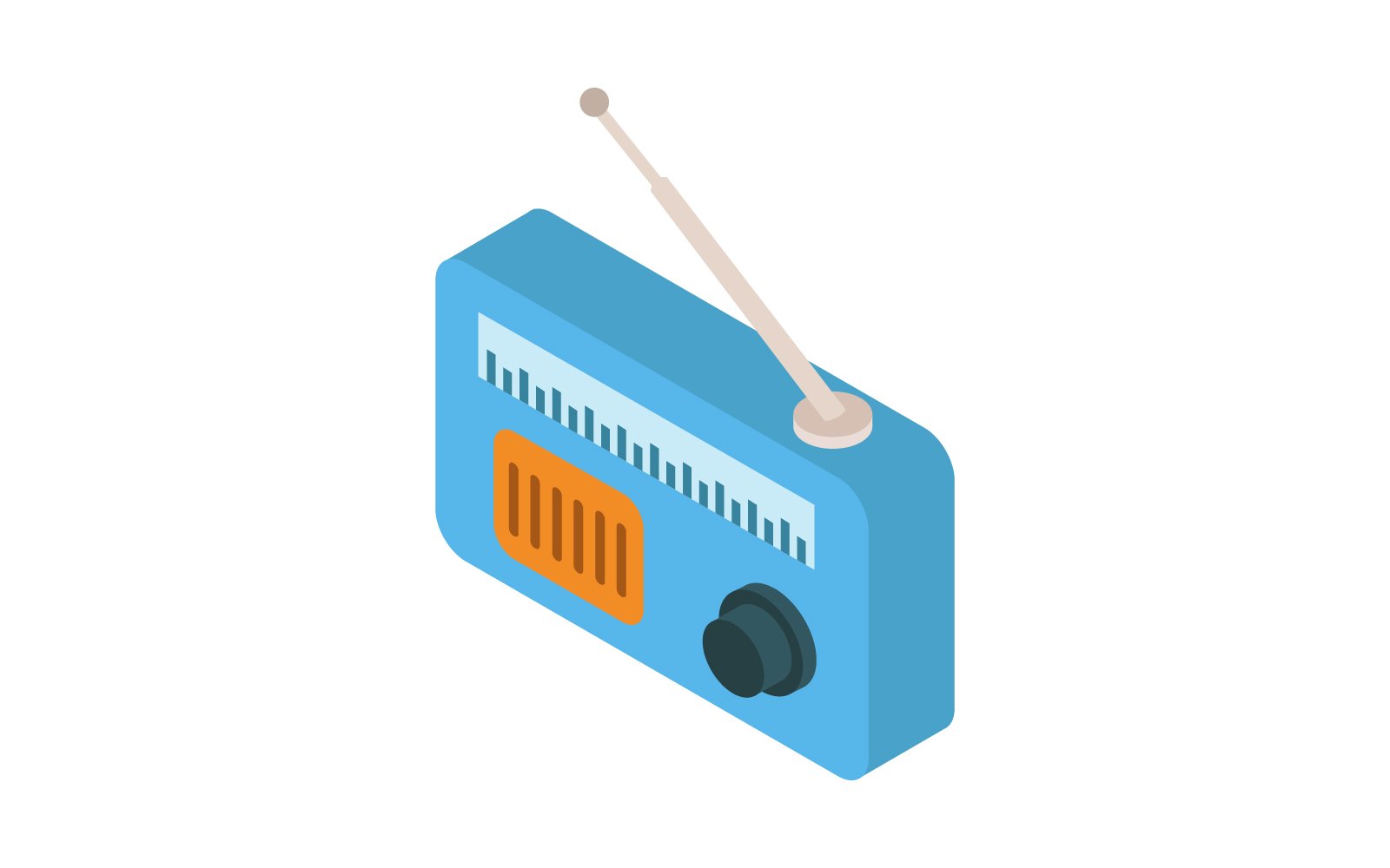 Isometric radio in vector on white background