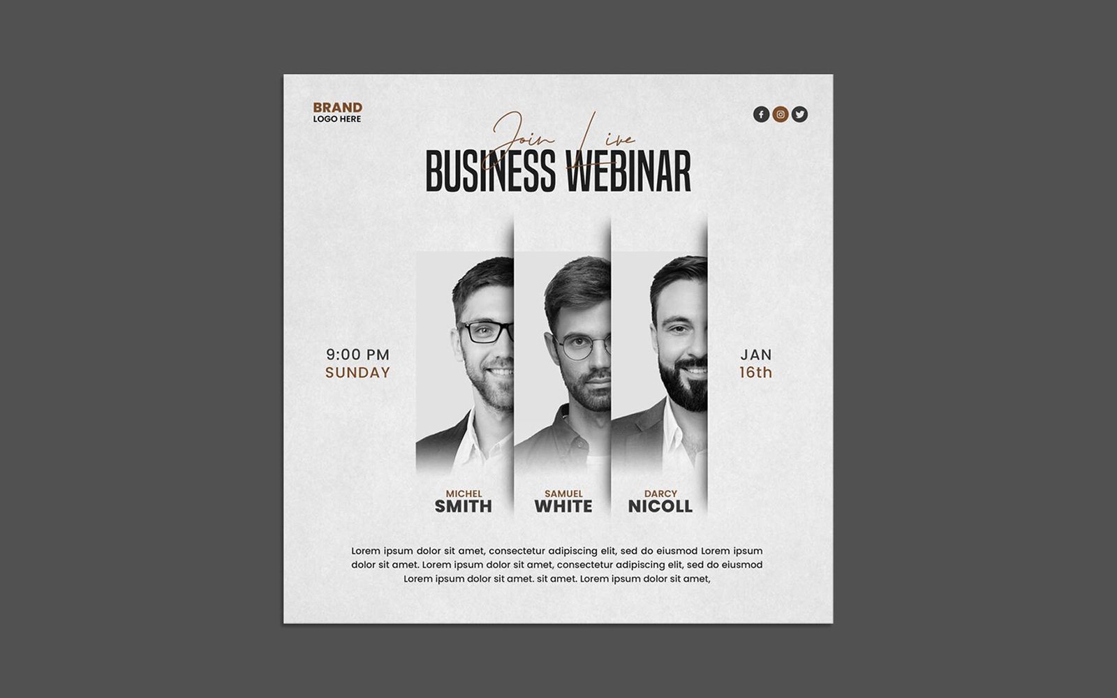 Digital marketing and corporate live webinar instagram banner or social media post template