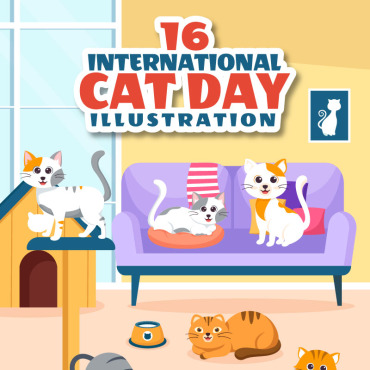 Cat Day Illustrations Templates 338512