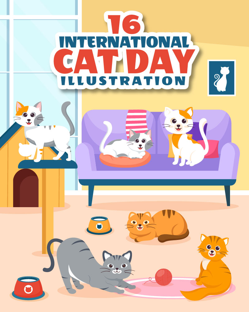 16 International Cat Day Illustration