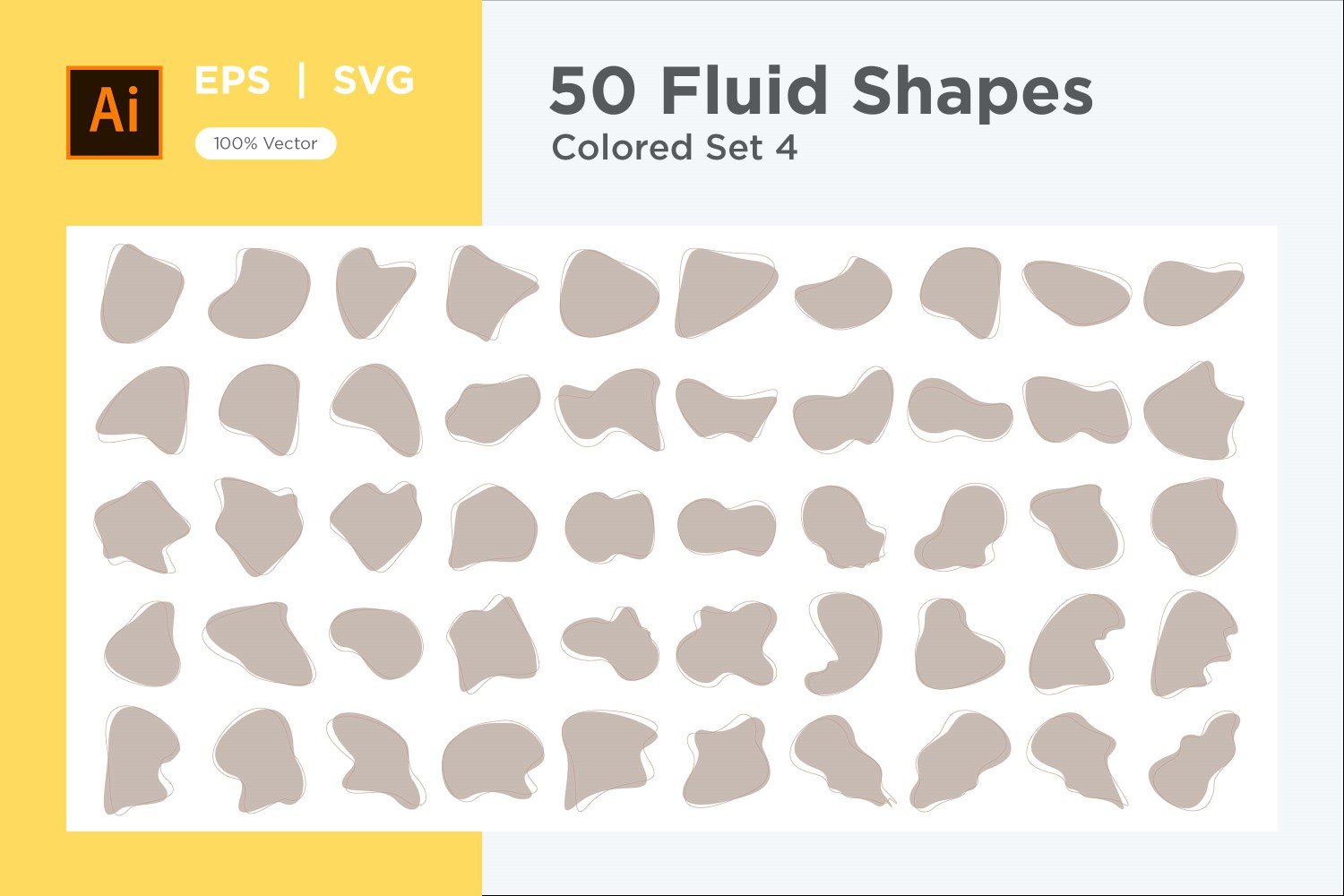 Abstract Fluid Shape Colored Set 50 V 4